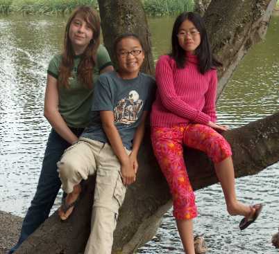 Jill, Holly and Mia at the rhododendron garden